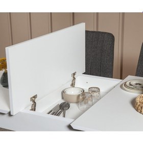 Resim Ahşap Açılır Yemek Masası Beyaz 