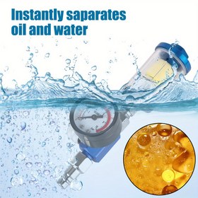 Resim Pnömatik Hava Tabancası AB Adaptörü - 1/4" İğne - Püskürtme Tabancası, Hava Regülatörü, Ölçer, Yağ-Su Ayırıcı ve Filtre - Hassas Hava Basıncı Ayarlaması İçin İdeal - Detaylı Boyama ve Bitirme İşleri, Boyama Araçları ve Aksesuarları İçin 