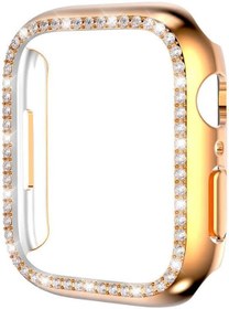Resim Apple Watch 7 8 45mm ile uyumlu Kenar Taşlı Kasa Koruyucu Rose Gold 