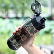 Resim Taşınabilir Büyük Kapasiteli Plastik Su Şişeleri Güneş ve Çiçek Tasarımlı, Kamp İçin Sızdırmaz BPA İçermeyen Bardaklar, Kolay Taşınabilir, Hediyelik Bardaklar 