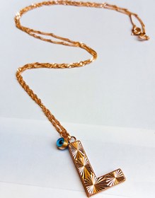 Resim MorMajor Silver Nazar Boncuklu Altın Işçilik Harf Gümüş Kolye 