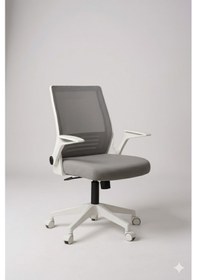 Resim Clk Home Katlanır Kollu Çalışma Sandalyesi Ofis Ve Bilgisayar Koltuğu Gri Kumaş - Beyaz Kollar Gri 