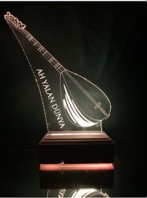 Resim Kişiye Özel 3 Boyutlu Hediye Bağlama Saz Masaüstü Led Lamba 