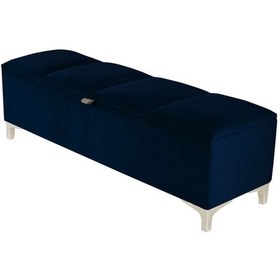 Resim Vetra V2 Sandıklı Puf Mavi Dilimli Model Sandıklı Bench Puf - Sandıklı Yatak Ucu Bankı 