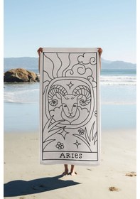 Resim Dijital Baskı Plaj Deniz Havlusu Koç Burcu Desenli Peştamal Hvl0041 Renkli 