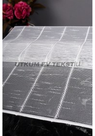 Resim Çizgili Natural Keten Armür Tül Perde Grz 2103 