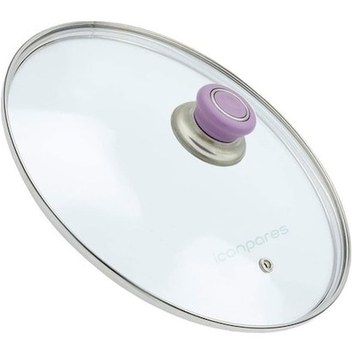 Tencere Sahan Tava Cam Kapağı Buhar Delikli Kapak 18 Cm Pembe Tut