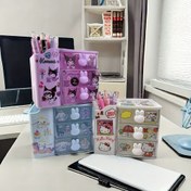Resim Sanrio Hello Kitty & for My Melody Expandable Desk Organizer, Multi-Layer DIY Sticker, Polished Square Tension Mount, Large Capacity Study & Home Supplies Storage Tool 
