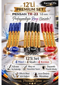 Resim Tr-23 1.0 Mm Tükenmez Kalem Seti 12 Li Mavi, Siyah, Kırmızı 12'li Set 