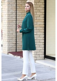 Resim Raika Moda Işıltı Taş Detaylı Büyük Beden Tesettür Tunik Zümrüt 