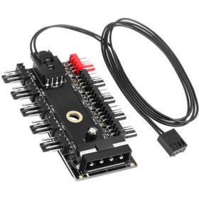 Resim Alkatronik 10lu Fan Kontrol Kartı Fan Çoklayıcı 4pin 3pin Pwm Fan Hub 10port 