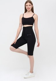 Resim Agraflı Sauna Şort 1006 – Termal İncelten & Terletici Yüksek Bel Şort - XXXL 