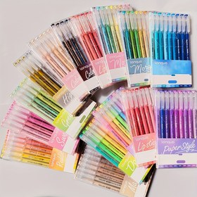 Resim 9 adet/ Kutu Mavi Beyaz Renkli Jel Kalem Seti Hızlı Kuruyan 0.6mm İnce Uç Ergonomik, Not Alma, Doodling, Çizim ve El Yazısı için Uygun, Okul Başlangıcı İçin Temel Kırtasiye Sanat Malzemeleri 