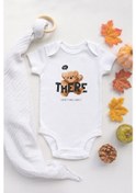Resim Organik %100 Pamuk Uzun Kollu Beyaz Hi There Teddy Bear Bebek Body Bebek Badi Çıtçıtlı Zıbın Beyaz 