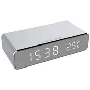 Resim Youtek Gümüş 5w Kablosuz Şarj Cihazlı, Termometre Ve 3 Alarmlı, Hd Led Ekranlı Masa/sandık Saati 