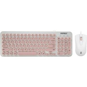 Resim Everest KM-01K Usb Yuvarlak Tuşlu 3D Mouse Combo LC Layout Klavye Mouse Set 