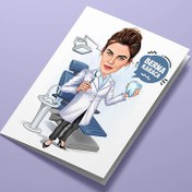 Resim Diş Hekimi Kadın Karikatürlü Tebrik Kartı 