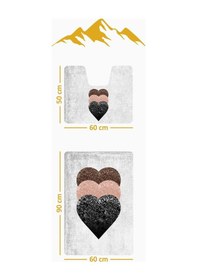 Resim Modern Desenli Dijital Baskı 3 Lü Banyo Paspas Takımı Yıkanabilir Kaymaz Tabanlı Klozet Takımı Klz0001 Renkli 