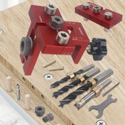 Resim Alüminyum Mobilya Bağlantı Jig ile 3'ü 1 arada Metal Delme Lokatör Matkap Ucu Seti, Eksantrik Tekerlek Delik Delme Kurulum Aracı - Elektrik Gerektirmez 