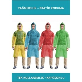 Resim Letsii Tek Kullanımlık Su Geçirmez Yağmurluk 1 Adet Çok Renkli 