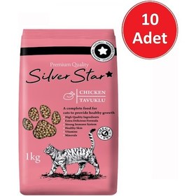 Resim Silver Star Tavuklu Yetişkin Kedi Maması 10 x 1 KG 