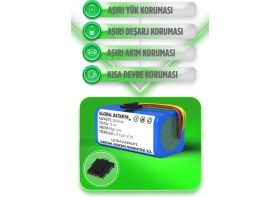 Resim Global Batarya Arzum AR4301 Robotek X2 Uyumlu Akıllı Robot Süpürge Bataryası 14.4V 3500MAH Pil (Ultra Kapasite) 