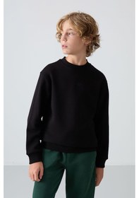Resim Tommylife Tommy Life Siyah Pamuklu Kalın İçi Tüylü Yumuşak Dokulu Standart Fit Nakışlı Erkek Çocuk Sweatshirt - 11232 Siyah 