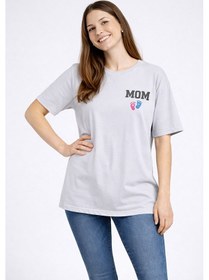 Resim Nevermind Anne Baba Kombini Mom Dad Baskılı Çift Tişört Oversize Unisex 2 L Antrasit 
