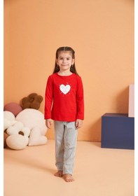 Resim Modadua Pjs 28063 Çocuk Sıfır Yaka Pijama Takımı Kırmızı 