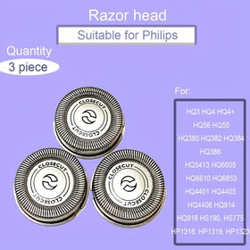 Resim Philips HQ4, HQ3, HQ4+, HQ56, HQ55 Tıraş Makinesi Yedek Başlığı Seti - 3 Parça (HQ4401, HQ4405, HQ4406, HQ4407, HQ4411, HQ902, HQ904, HQ906, HS885, HS775, HP1318, HP1319) 