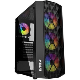 Resim Everest Bumpy 4*12Cm Rainbow Fan Tempered Camlı Gaming Oyuncu Kasası 