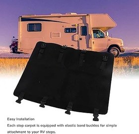 Resim Generic Sağlam Siyah RV Adım Halı Örtüsü Seti 22 İnç Kavisli Merdivenleri Için Aşınmaya Dayanıklı Adım Halı RV Adımları Için Kolay Kurulum Uzun Ömürlü Kullanım 3 Adet Paket 