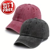 Resim Unisex Düz Renk Yıkanmış Vintage Yumuşak Üst Beyzbol Kapağı, Şık ve Basit Dış Mekan Şapkaları için Ebeveynler, Erkekler ve Kadınlar için Ayarlanabilir, Kamyon Sürücüleri ve Her Mevsimde Giyilebilir 