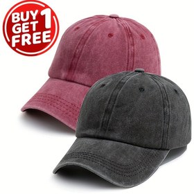 Resim Unisex Düz Renk Yıkanmış Vintage Yumuşak Üst Beyzbol Kapağı, Şık ve Basit Dış Mekan Şapkaları için Ebeveynler, Erkekler ve Kadınlar için Ayarlanabilir, Kamyon Sürücüleri ve Her Mevsimde Giyilebilir 