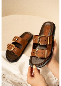 Resim Craft Kadın Gold Toka Detaylı Terlik Taba Süet 