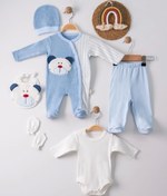 Resim Babydonat Ayıcık Nakışlı Tulumlu % 100 Pamuk Erkek Bebek 5'li Set 