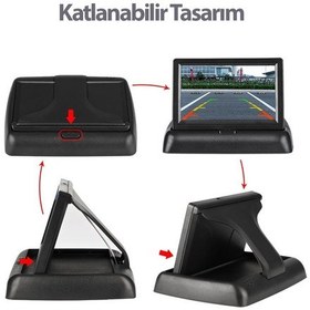 Resim Oto Geri Görüş Kamera Seti Katlanır Monitör ve Arka Kamera N11.300 