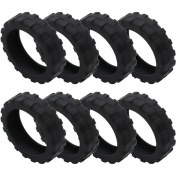 Resim Elmpaly Siyah 8 Parça Evrensel Silikon Valiz Tekerlek Kılıfı, Ses Azaltma Ve Çizilme Önleyici 