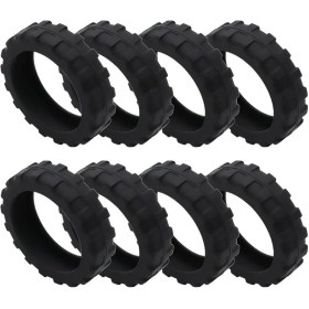 Resim Elmpaly Siyah 8 Parça Evrensel Silikon Valiz Tekerlek Kılıfı, Ses Azaltma Ve Çizilme Önleyici 