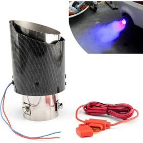 Resim Gaman Paslanmaz Modifiye Egzoz Ucu Mavi/kırmızı/mor LED Işıklı Egzoz 60MM Kolay Montaj Carbon Görünümlü 
