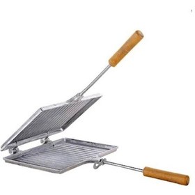 Resim Özaslanlılar Ocak Üstü Sade Tost Makinesi Alüminyum Döküm Tost Makinası 23x17cm Metal 