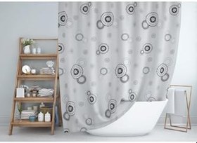 Resim Tropik Home Banyo Perdesi Halkalı Çiçekli Desen Yerli Üretim Duş Perdesi C-Halka Hediye 180x200cm Banyo Perdesi 