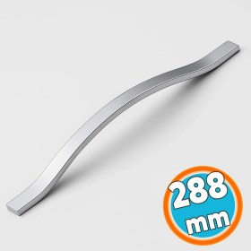 Resim Nzb Mobilya Çekmece Dolap Kapak Kulpu Modern Mutfak Kulpları Düz Krom Gümüş Kulp 288 mm Metal 