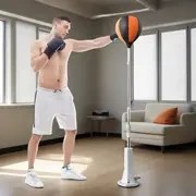 Resim Yüksekliği Ayarlanabilir Dayanıklı Boks Torbası, 130-150cm Yükseklik, Sağlam Demir Çerçeve, Güçlü Vantuz Tabanı, Yetişkinler İçin Boks Ekipmanı 