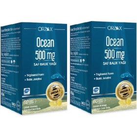 Resim Orzax Ocean 500 Mg Saf Omega 3 Balık Yağı 60 Kapsül Limon Aromalı 2 Adet 