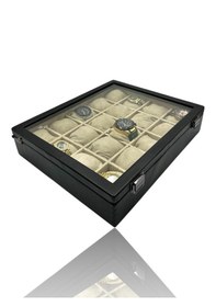 Resim Diji 20'li Saat Kutusu Saat Çantası Siyah İçi Krem Krem Yastıklı 