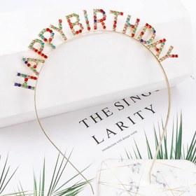Resim Nessiworld Rengarenk Kristal Taşlı Ekstra Lüks Gümüş Kaplama Happy Birthday Taç 16x17 cm 