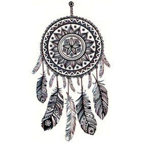 Resim Geçici Dövme Rüya Avcısı Düş Hayal Kapanı Nazar Tüy Su Geçirmez Tattoo 