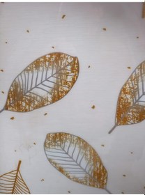 Resim 80 Cm X 200cm Yaprak Desenli Masa Örtüsü Bej 