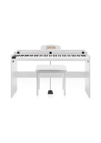 Resim Jwin Sdp-92 Tuş Hassasiyetli 88 Tuşlu Kapaklı Dijital Piyano + Tabure - Beyaz 
